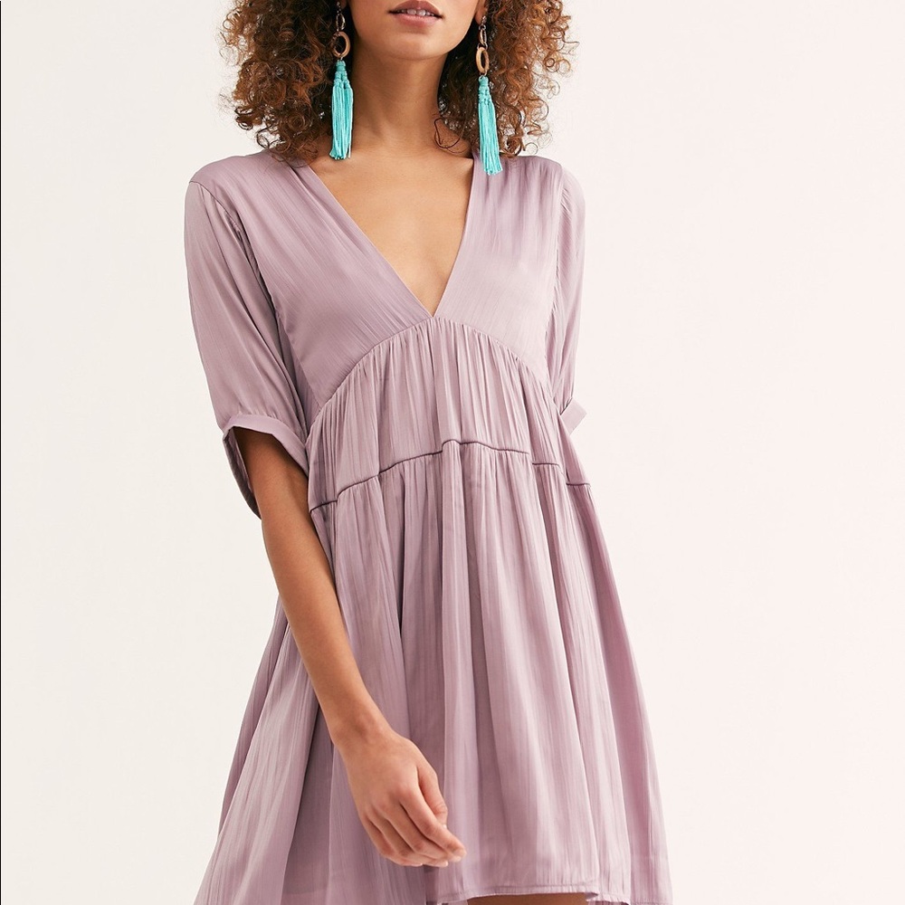 Free people Purple Shiny Sun Up Mini Dress